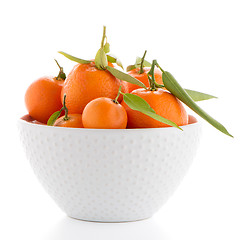 Image showing Tangerines on ceramic white bowl 