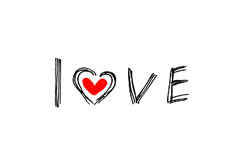 Image showing Word ''Love'' with abstract heart on white background