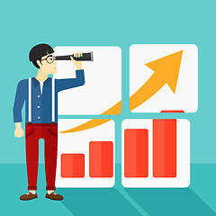 Image showing Man looking at positive bar chart.