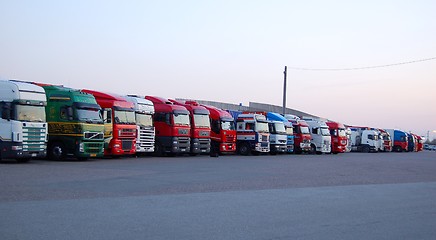 Image showing  a lot of trucks