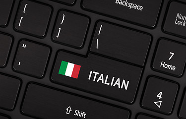 Image showing Enter button with flag Italy - Concept of language