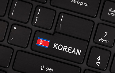 Image showing Enter button with flag North Korea - Concept of language