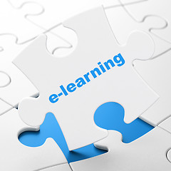 Image showing Education concept: E-learning on puzzle background