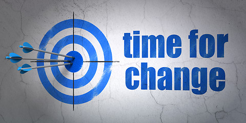 Image showing Time concept: target and Time for Change on wall background