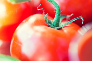 Image showing close up of ripe juicy red tomatoes