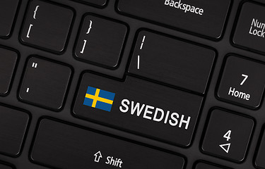 Image showing Enter button with flag Sweden - Concept of language