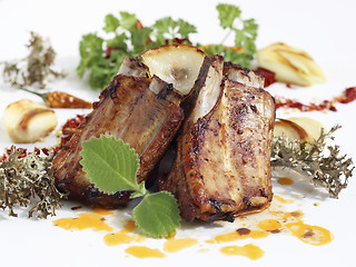 Image showing Grilled pork ribs