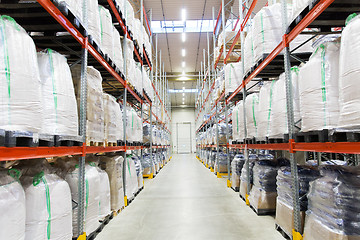 Image showing cargo boxes storing at warehouse shelves