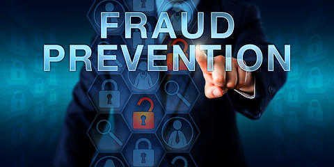 Image showing Forensic Examiner Pushing FRAUD PREVENTION