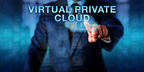 Image showing Administrator Pressing VIRTUAL PRIVATE CLOUD