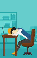 Image showing Woman sleeping on workplace.