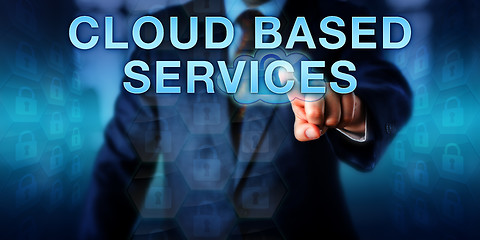 Image showing Manager Touching CLOUD BASED SERVICES