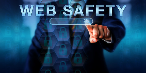 Image showing Corporate Internet User Pressing WEB SAFETY