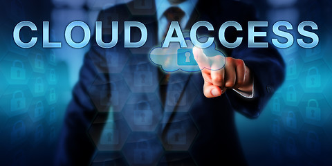 Image showing Corporate Manager Pushing CLOUD ACCESS