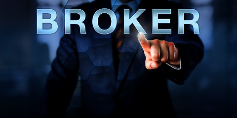 Image showing Business Manager Touching BROKER