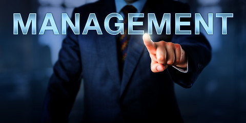 Image showing White Collar Professional Pointing At MANAGEMENT