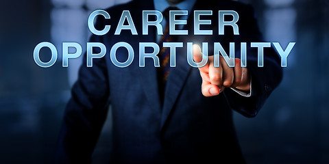 Image showing Recruiter Pushing CAREER OPPORTUNITY\r