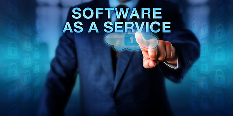 Image showing Corporate Client Touching SOFTWARE AS A SERVICE