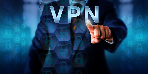 Image showing White Collar Attacker Pressing VPN