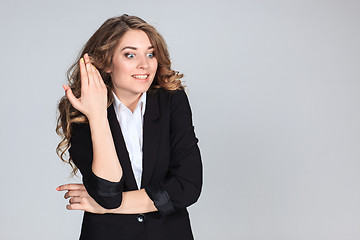 Image showing Portrait of young woman with shocked facial expression