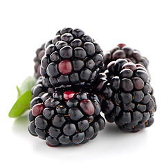 Image showing Blackberries with leaves