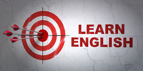 Image showing Learning concept: target and Learn English on wall background