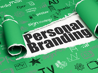 Image showing Advertising concept: black text Personal Branding under the piece of  torn paper