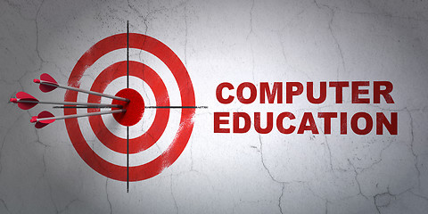 Image showing Learning concept: target and Computer Education on wall background