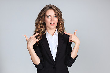 Image showing Portrait of young woman with shocked facial expression