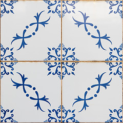 Image showing Traditional Portuguese glazed tiles