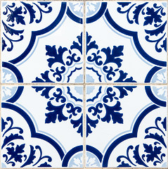 Image showing Traditional Portuguese glazed tiles