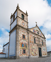 Image showing Hand-painted panels of traditional Portuguese tiles