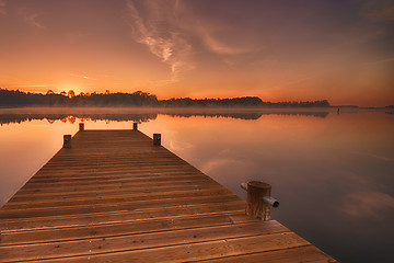 Image showing Sunrise on lake