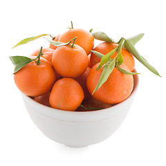 Image showing Tangerines on ceramic white bowl 
