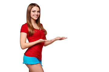 Image showing Full length girl showing blank copy space