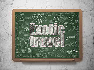 Image showing Tourism concept: Exotic Travel on School board background