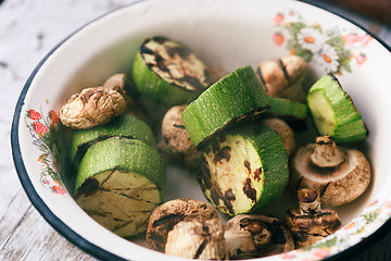 Image showing grilled zucchini and mushrooms