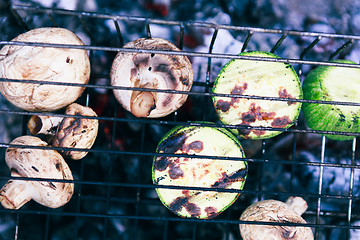 Image showing grilled zucchini and mushrooms