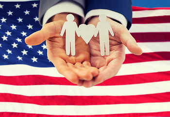 Image showing close up of happy male gay couple with love symbol