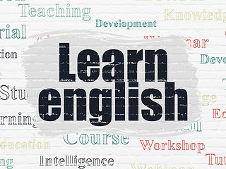 Image showing Studying concept: Learn English on wall background