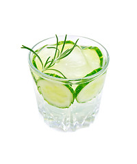 Image showing Lemonade with cucumber and rosemary