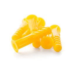 Image showing Yellow plastic dowels