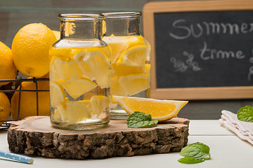 Image showing Lemon and lime slices in jars