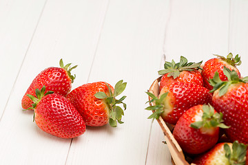 Image showing Strawberries in a small basket