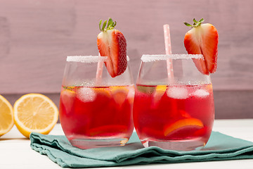 Image showing Cold strawberry drink