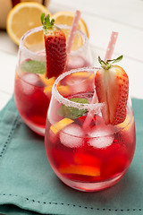 Image showing Cold strawberry drink