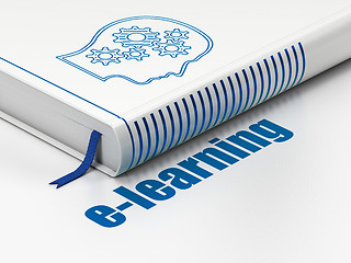 Image showing Learning concept: book Head With Gears, E-learning on white background