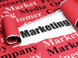 Image showing Marketing concept: black text Marketing under the piece of  torn paper