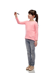 Image showing little girl drawing or writing with marker