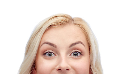 Image showing happy young woman or teenage girl face